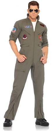 Top Gun Adult Flight Suit Maverick Goose Iceman Hire Costume
